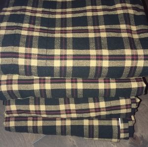 Black and gold plaid flannel lined curtains